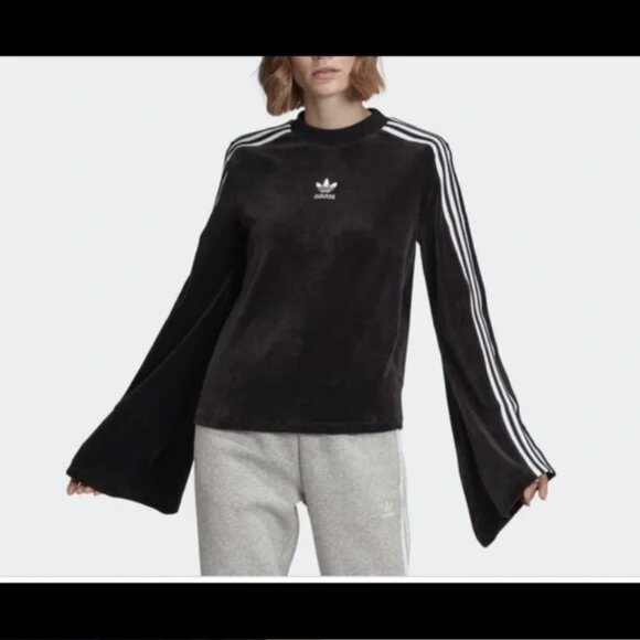 Adidas Velour Flared Sleeve Top - Picture 1 of 5